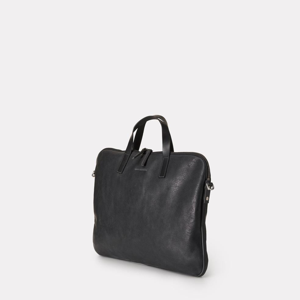 Gaudi Calvert Leather Folio Bag in Black Ally Capellino