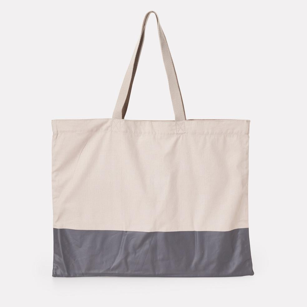 Grey Printed Canvas Shop Bag Medium