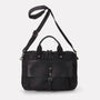 iSaac Leather & Waxed Cotton Briefcase With Padded Pockets in Black With Black Leather For Men and Women