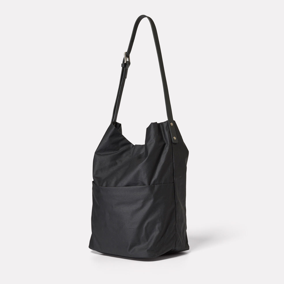 Lloyd Waxed Cotton Bucket Bag in Black