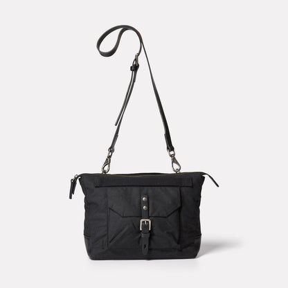 Francesca Waxed Cotton Crossbody Bag in Black-CROSS BODY-Ally Capellino-Ally Capellino