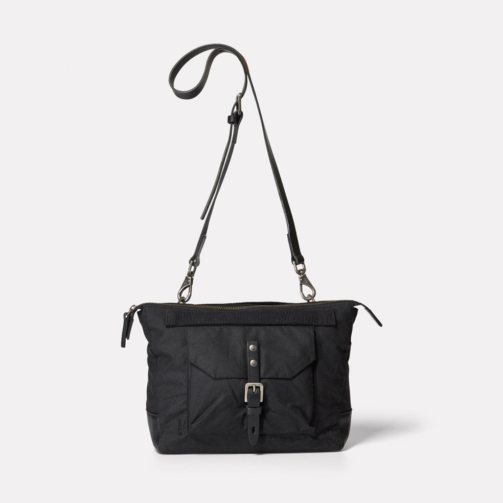 Francesca Waxed Cotton Crossbody Bag in Black-CROSS BODY-Ally Capellino-Ally Capellino