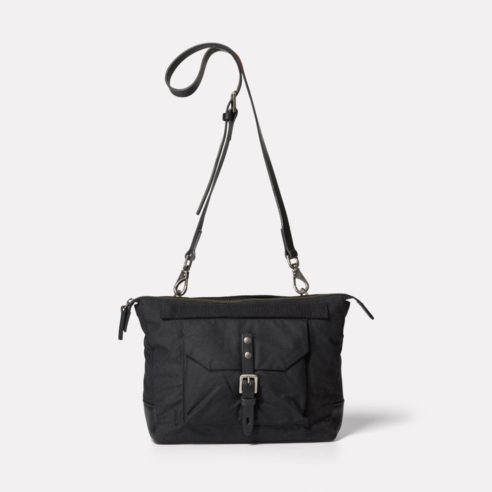 Francesca Waxed Cotton Crossbody Bag in Black