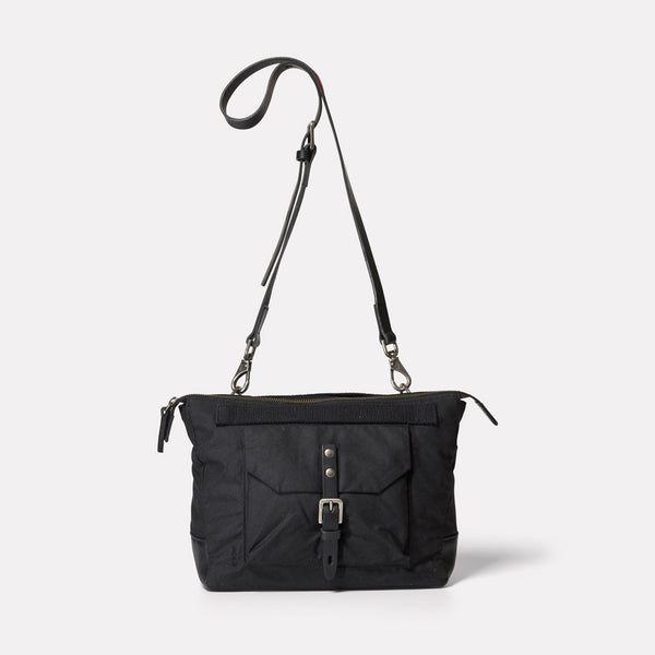 Francesca Waxed Cotton Crossbody Bag in Black-CROSS BODY-Ally Capellino-Ally Capellino