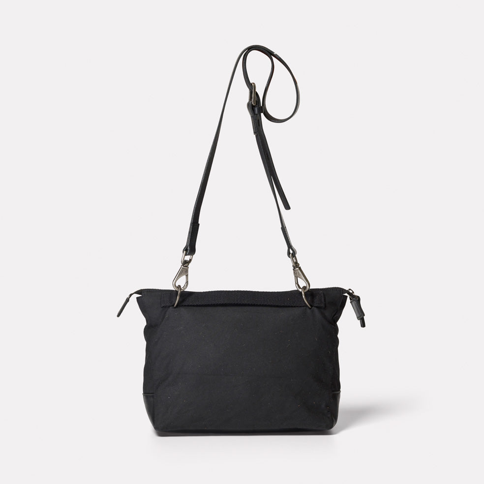 Francesca Waxed Cotton Crossbody Bag in Black-CROSS BODY-Ally Capellino-Ally Capellino