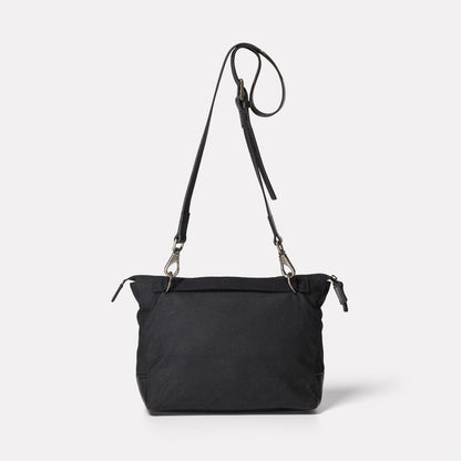 Francesca Waxed Cotton Crossbody Bag in Black-CROSS BODY-Ally Capellino-Ally Capellino
