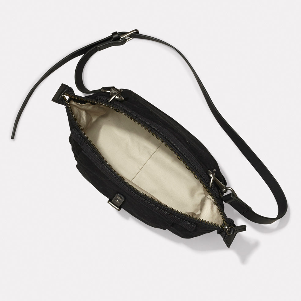 Francesca Waxed Cotton Crossbody Bag in Black-CROSS BODY-Ally Capellino-Ally Capellino