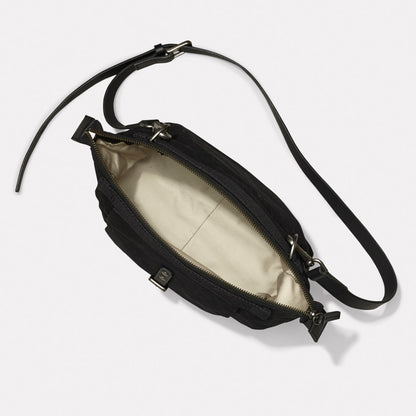 Francesca Waxed Cotton Crossbody Bag in Black-CROSS BODY-Ally Capellino-Ally Capellino