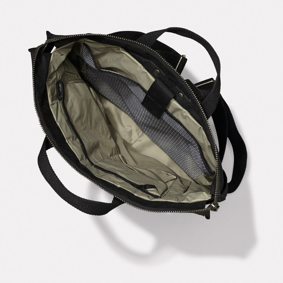 Fin Waxed Cotton Backpack in Black-TALL RUCKSACK-Ally Capellino-Ally Capellino