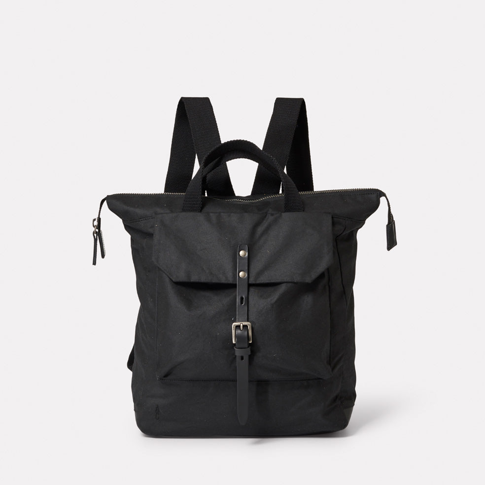 Frances Waxed Cotton Rucksack in Black-SML RUCKSACK-Ally Capellino-Ally Capellino