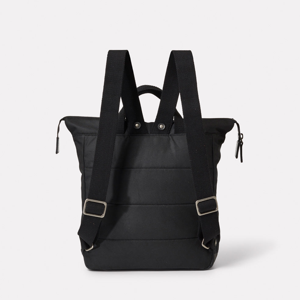 Frances Waxed Cotton Rucksack in Black