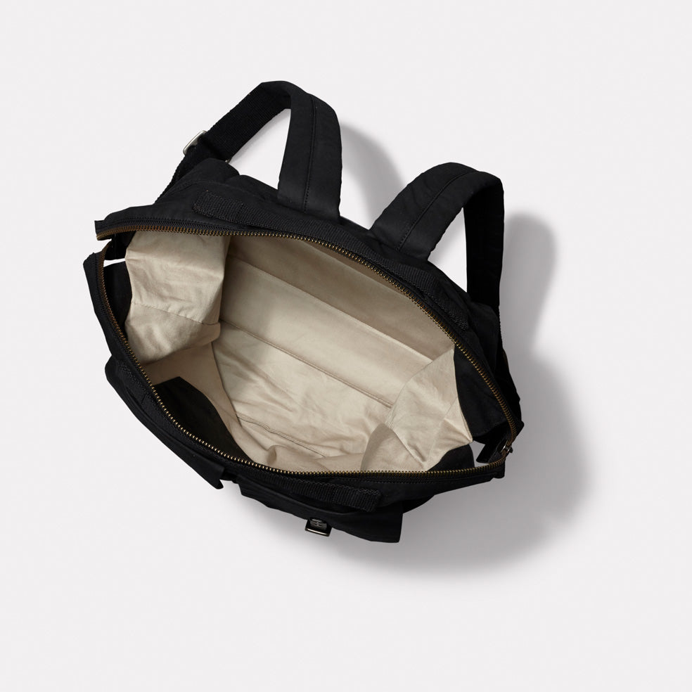 Frank Large Waxed Cotton Rucksack in Black