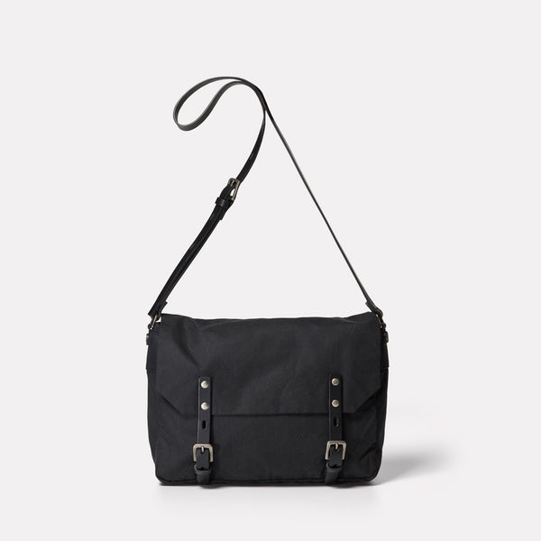 Jeremy Small Waxed Cotton Satchel in Black-SMALL CROSS BODY-Ally Capellino-Ally Capellino