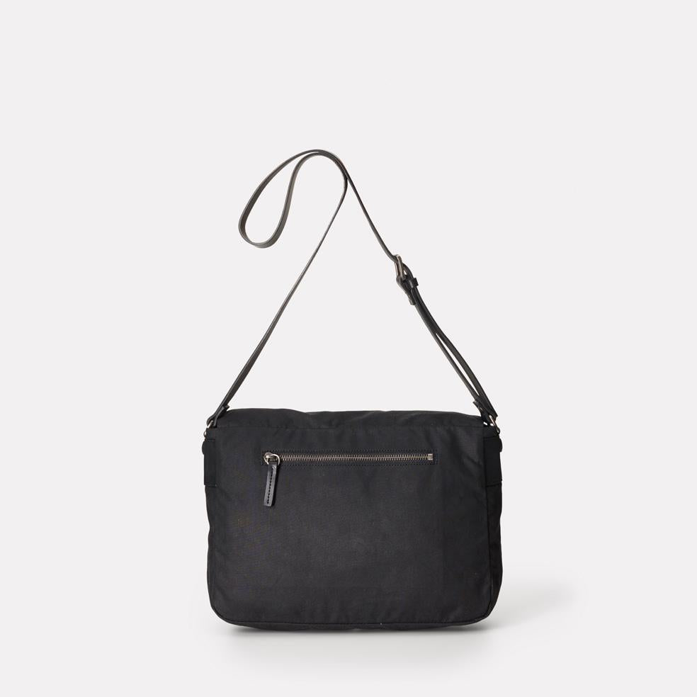 Jeremy Small Waxed Cotton Satchel in Black