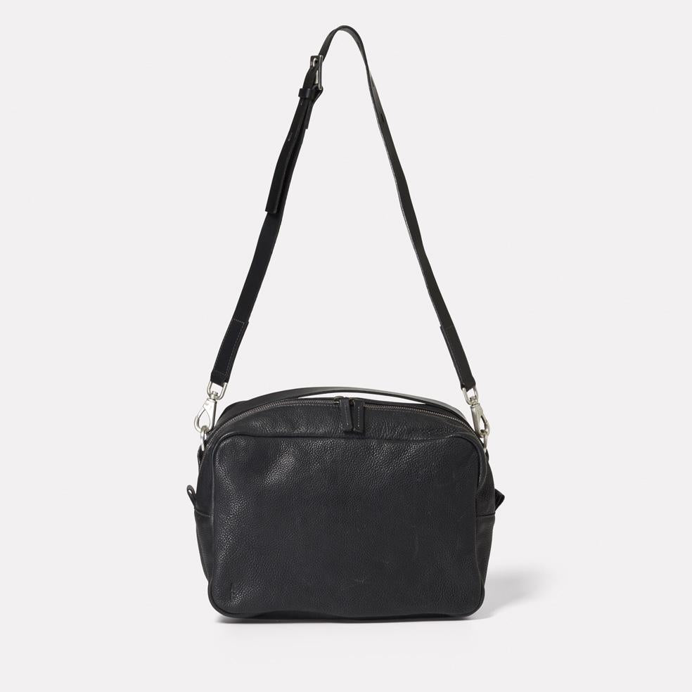 Leila Large Calvert Leather Crossbody Bag in Black