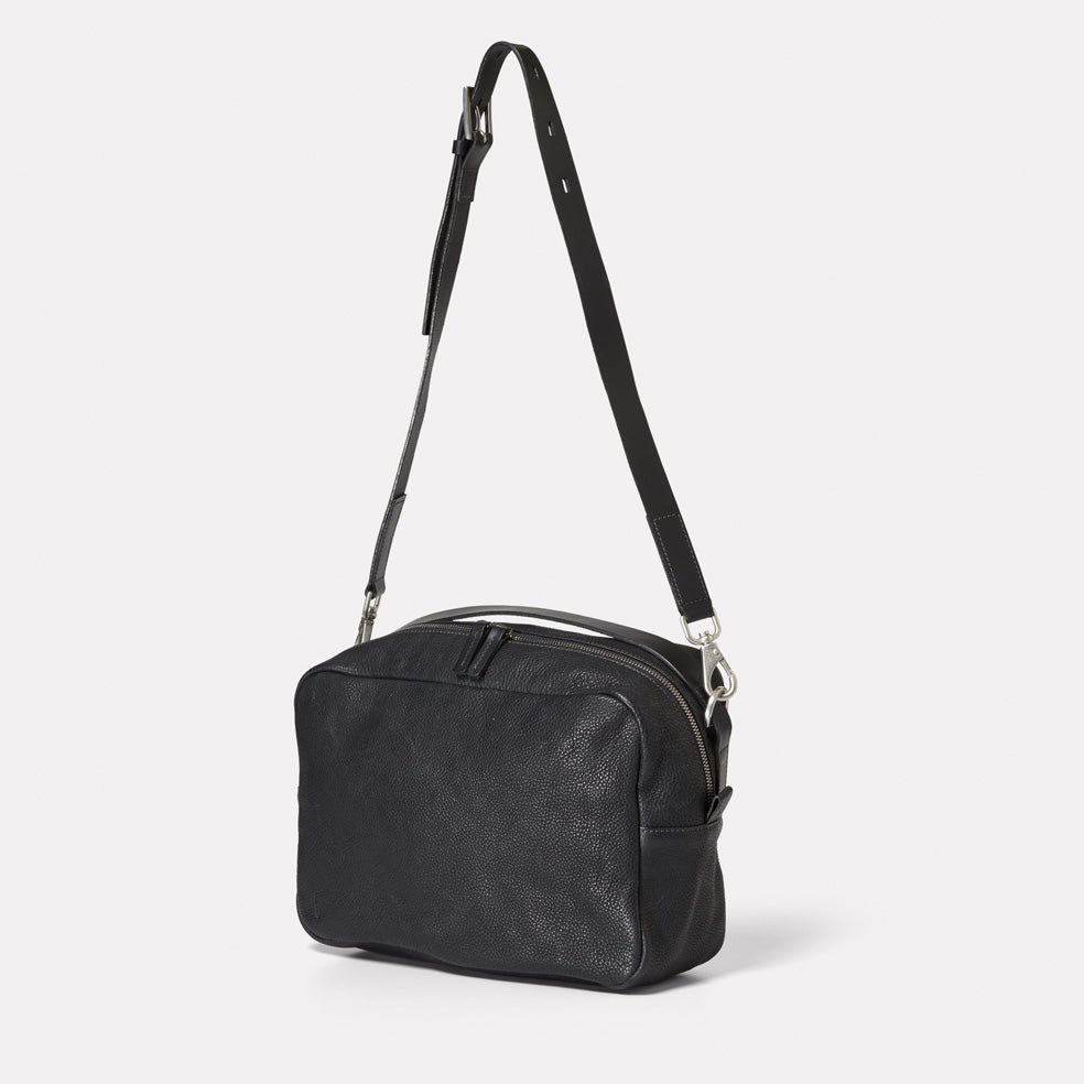 Leila Large Calvert Leather Crossbody Bag in Black