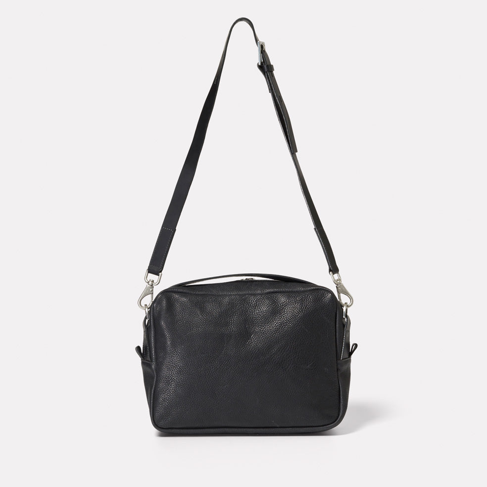 Leila Large Calvert Leather Crossbody Bag in Black