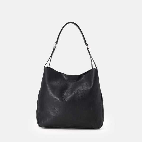 Ally Capellino, Leather, Shoulder bag, leather, black leather, bag, East London, Portabello Road, Italian Leather, Stitched, A4 Folder, Magnet close, Vegetable tanned leather, 