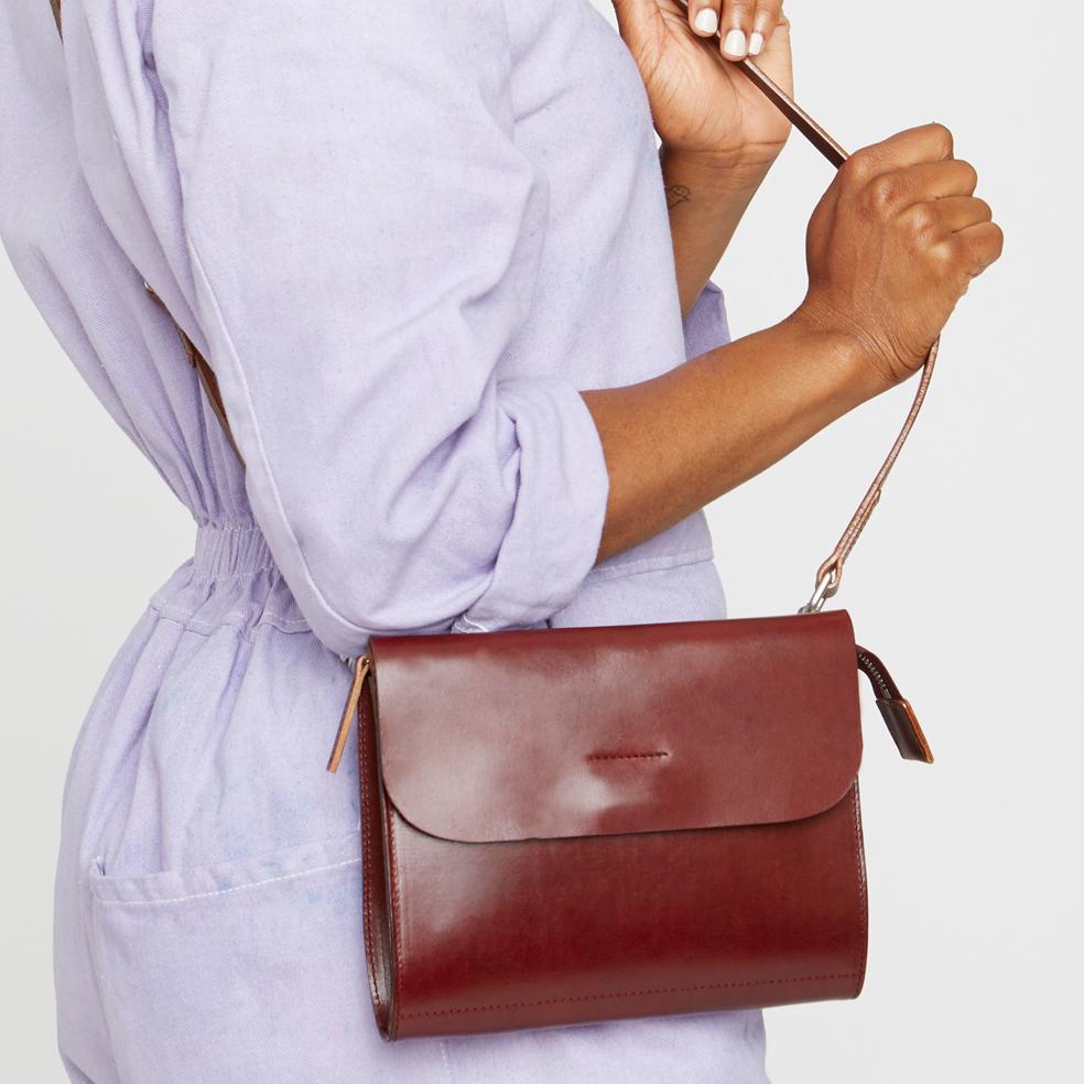 Vera Pelle Brown Leather Purse Made in Italy Small Crossbody Bag Handbag  (TD) | eBay