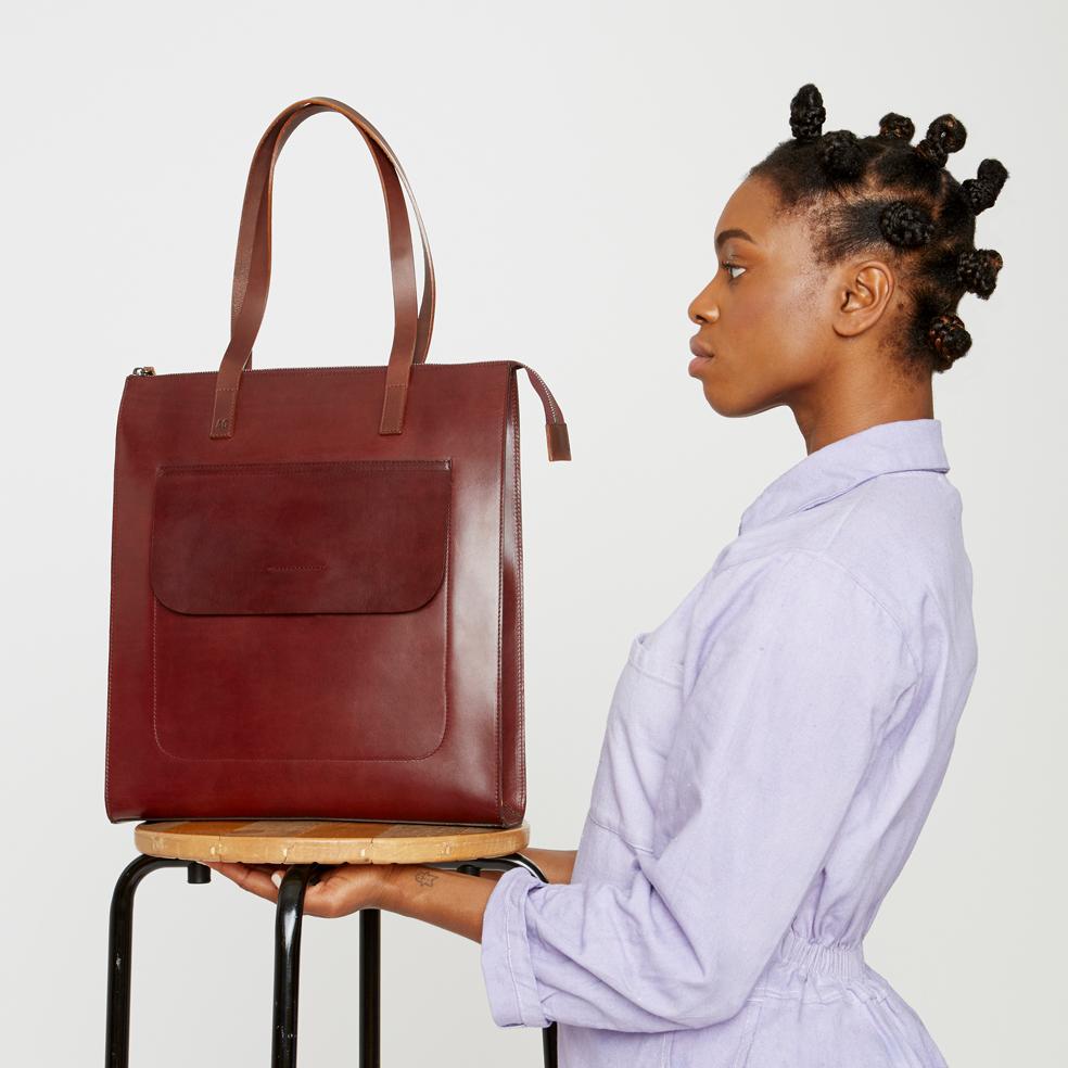 Dark red sales tote bag