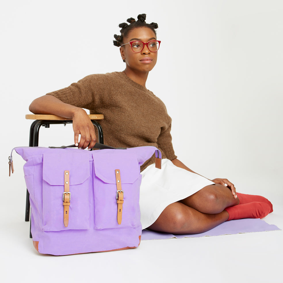 SS18 Frank Waxed Cotton Rucksack in Lilac Ally Capellino