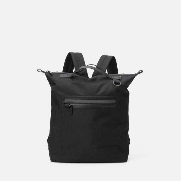 SS19, mens, womens, travel and cycle, nylon, backpack, rucksack, black, black backpack, black rucksack, water resistant, water resistant backpack, reflective, cycle bag, 13 inch laptop,