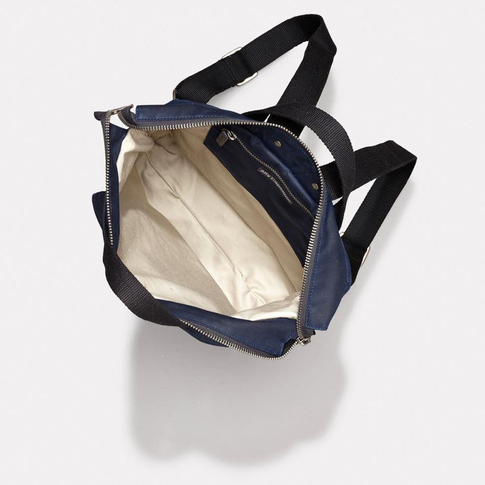 Frances Waxed Cotton Rucksack in Navy & Grey