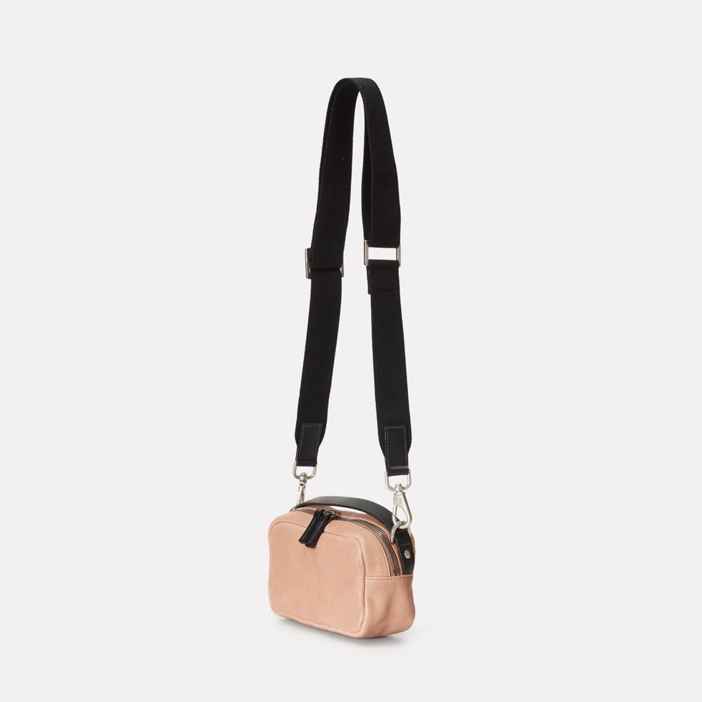 Mini Ginger Calvert Leather Crossbody Bag in Clay With Webbing Straps