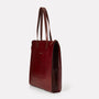 Silvia Polished Leather Tote Bag in Dark Red For Women