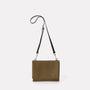 Mini Valerie Pebble Grain Leather Mini Fold Crossbody Bag in Olive Green For Women