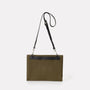 Valerie Pebble Grain Leather Crossbody Fold Bag in Olive Green For Women
