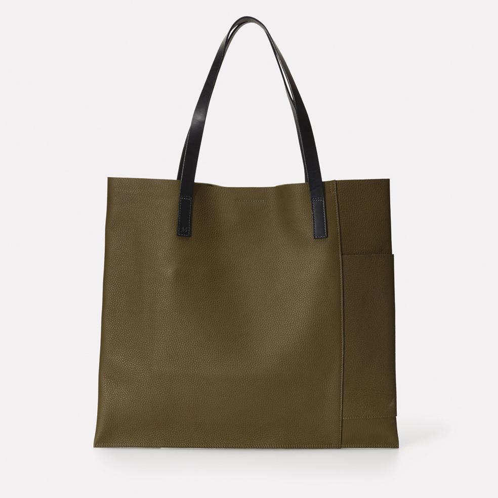 Verity Leather Tote in Olive