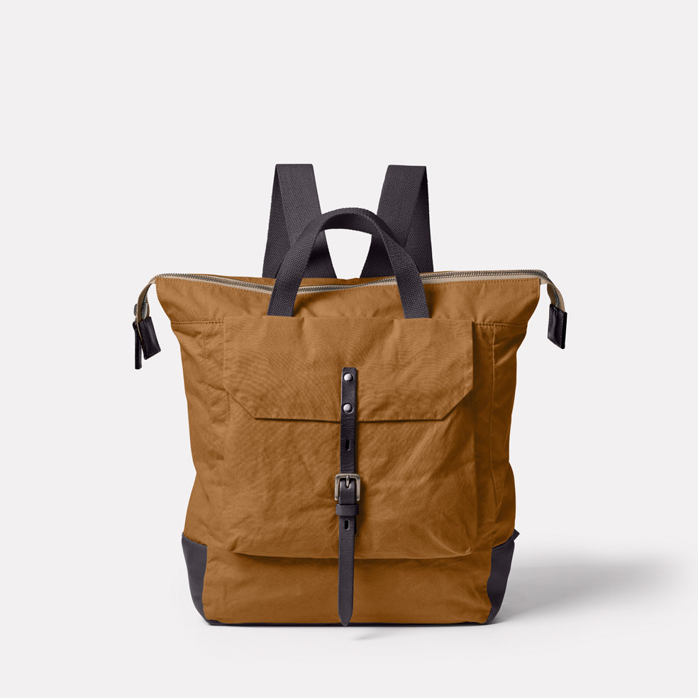 Frances Waxed Cotton Backpack in Breen