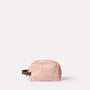 Simon Waxed Cotton Washbag in Light Pink Front