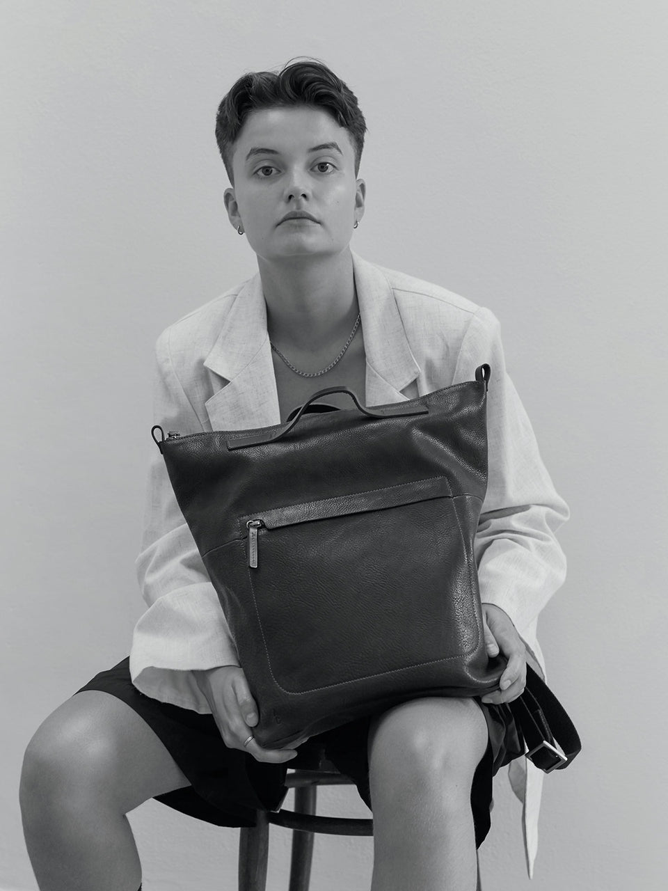 Hoy Leather Backpack in Black