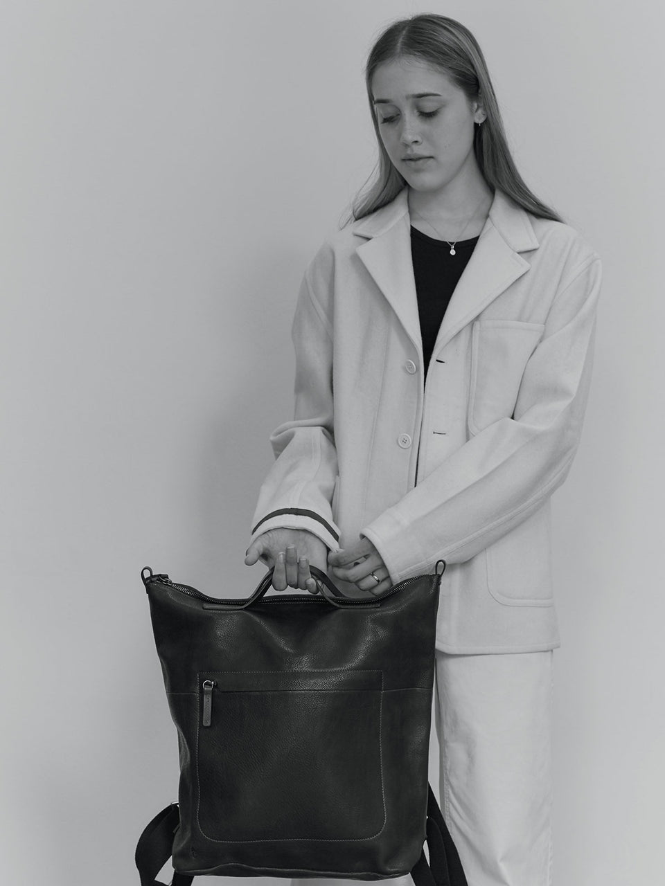 Hoy Leather Backpack in Black