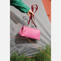 Ally Capellino SS21 Roxie Leather Frame Crossbody Bag in Pink/Red