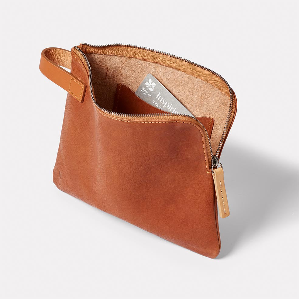 Hocker Tab Large Calvert Leather Purse in Redwood