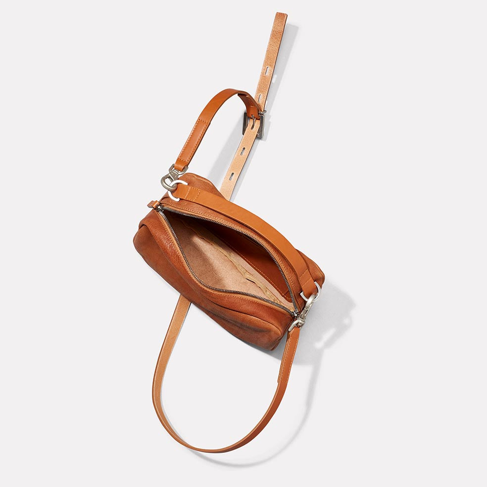 Leila Medium Calvert Leather Crossbody Bag in Redwood Ally Capellino