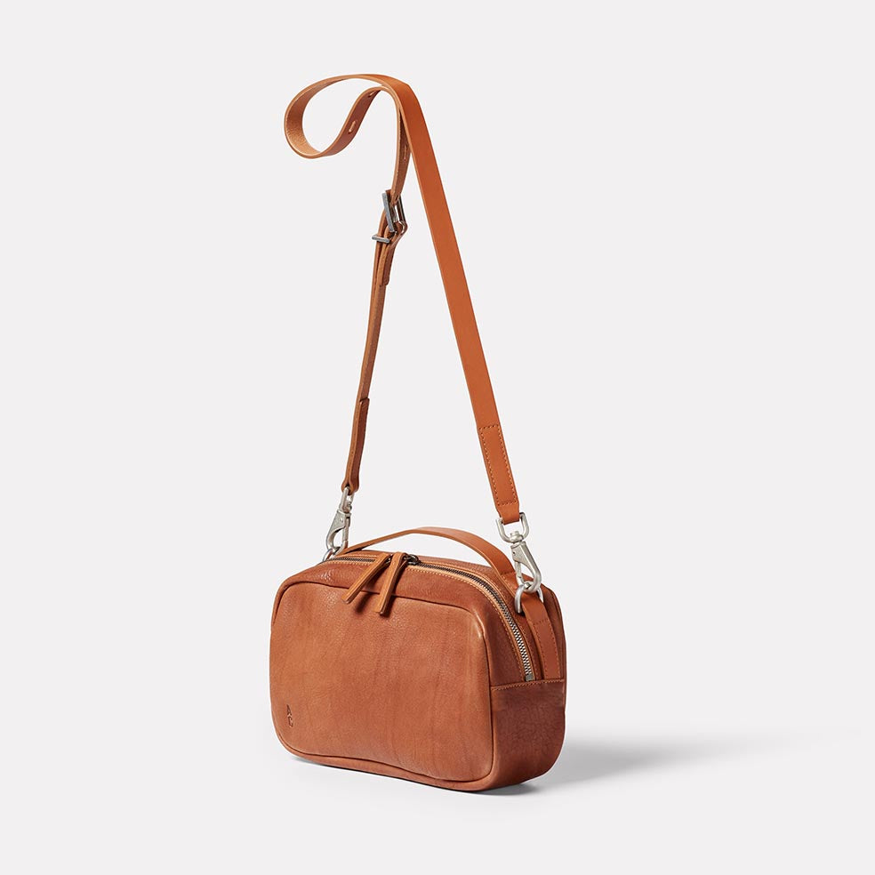 Leila Medium Calvert Leather Crossbody Bag in Redwood