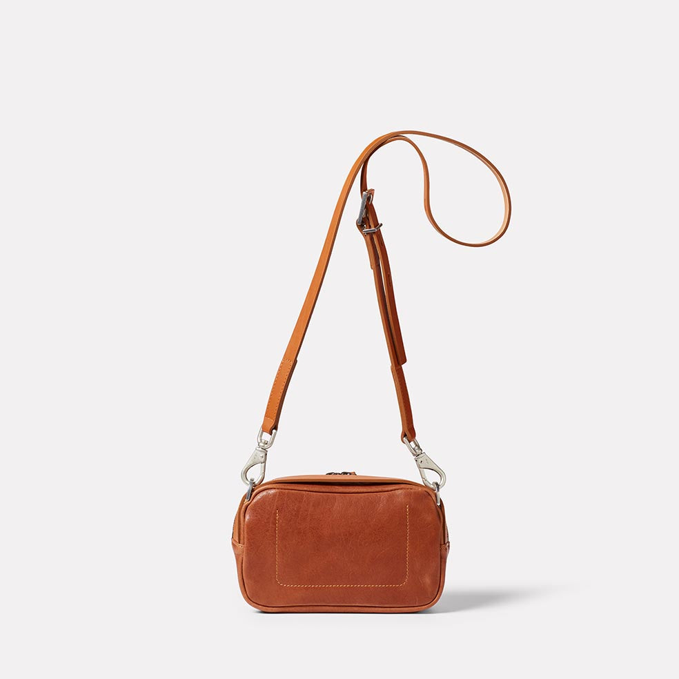 Leila Small Calvert Leather Crossbody Bag in Redwood