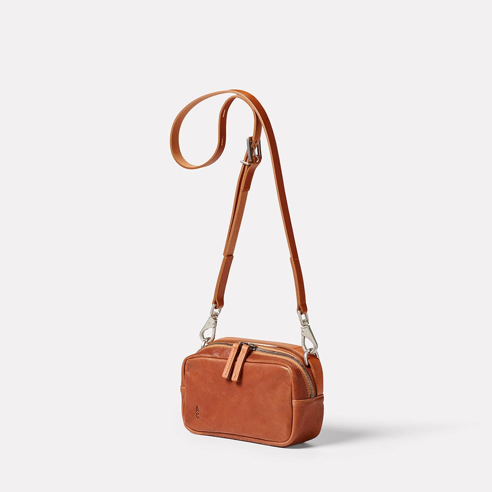 Ally Capellino Leila Small Calvert Leather Crossbody Bag Redwood Side View