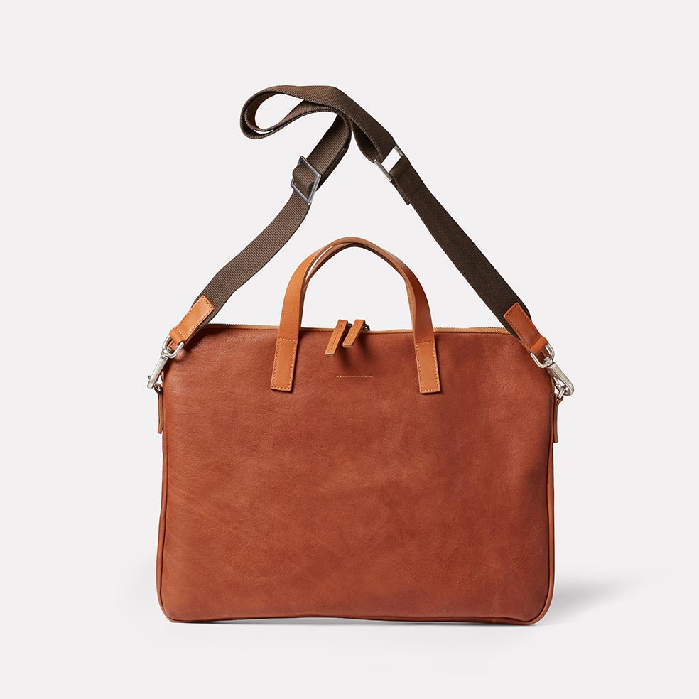 Marcus Calvert Leather Folio Bag in Redwood