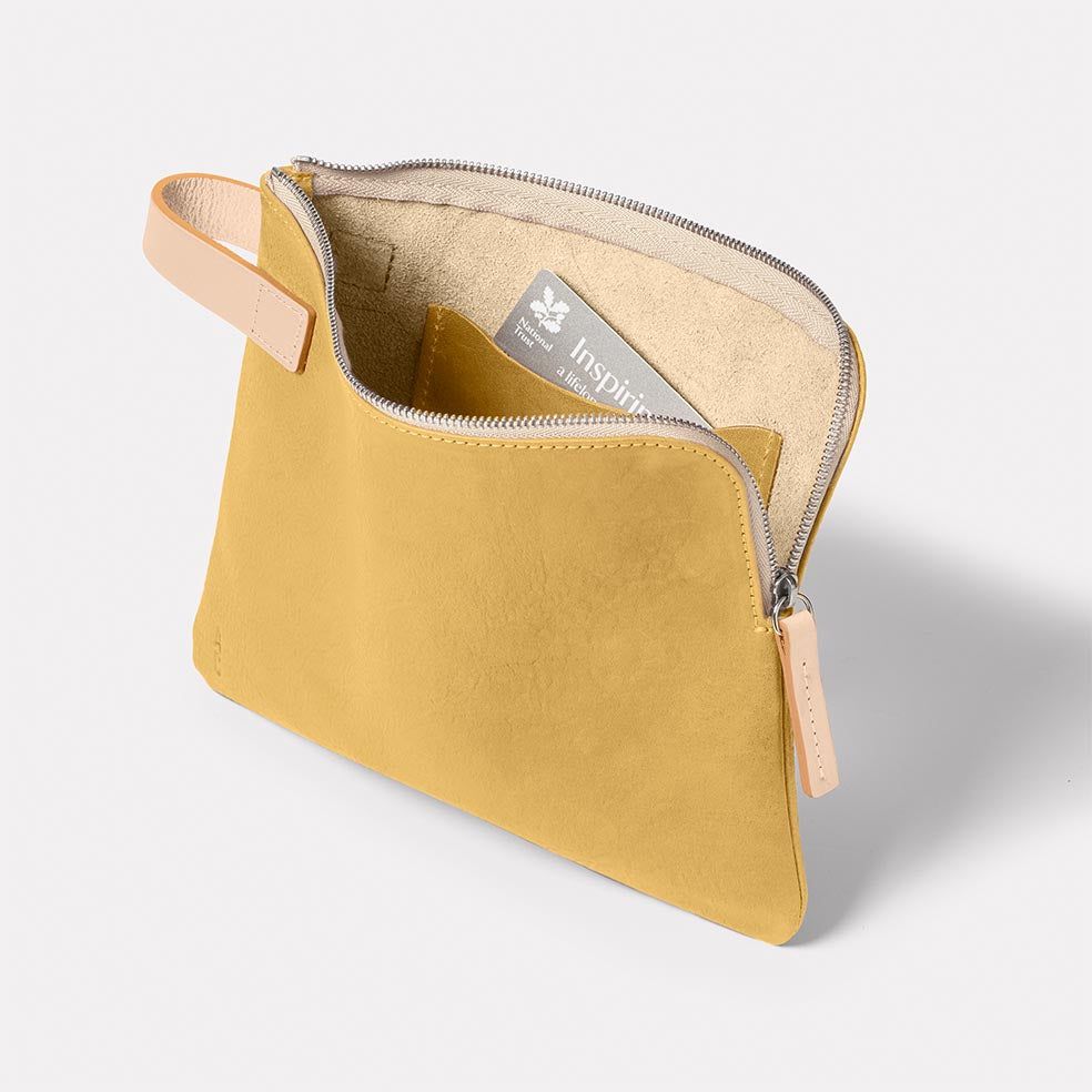 Hocker Tab Large Calvert Leather Purse in Yellow