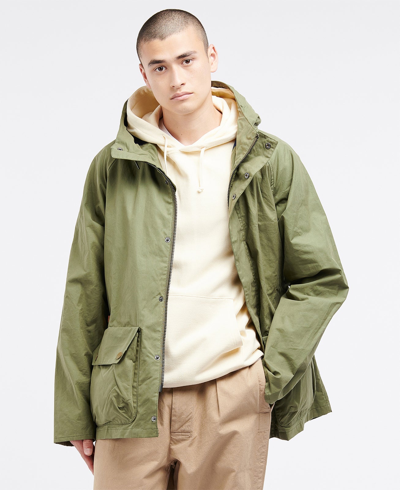 Ally Capellino x Barbour Ernest Waxed Cotton Jacket in Army Green