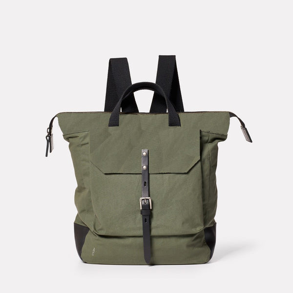 Frances Waxed Cotton Rucksack in Olive