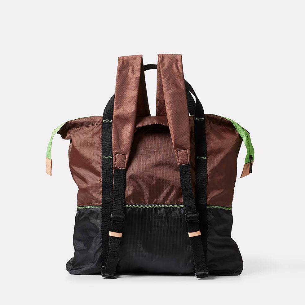 Hank Packable Zip Top Tote/Backpack in Brown