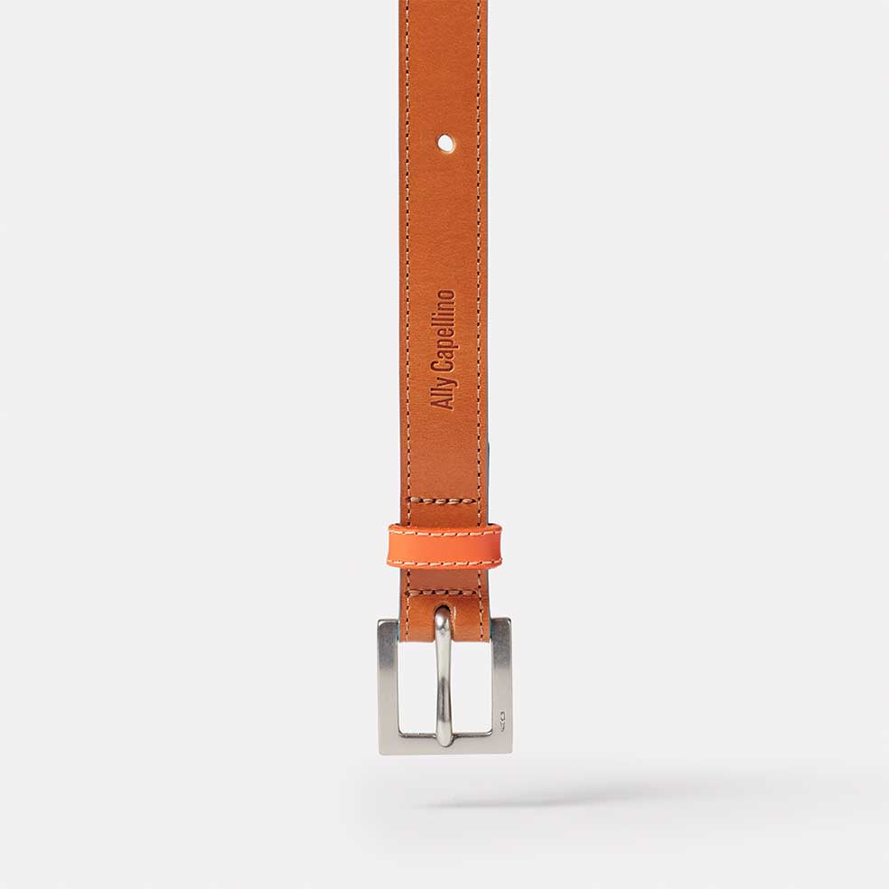 Waste You Want Tri-Colour Arty Leather Belt in Tan