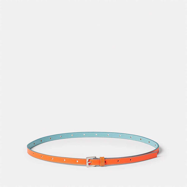 Ally Capellino Waste You Want Tri-Colour Etty Slim Leather Belt in Orange