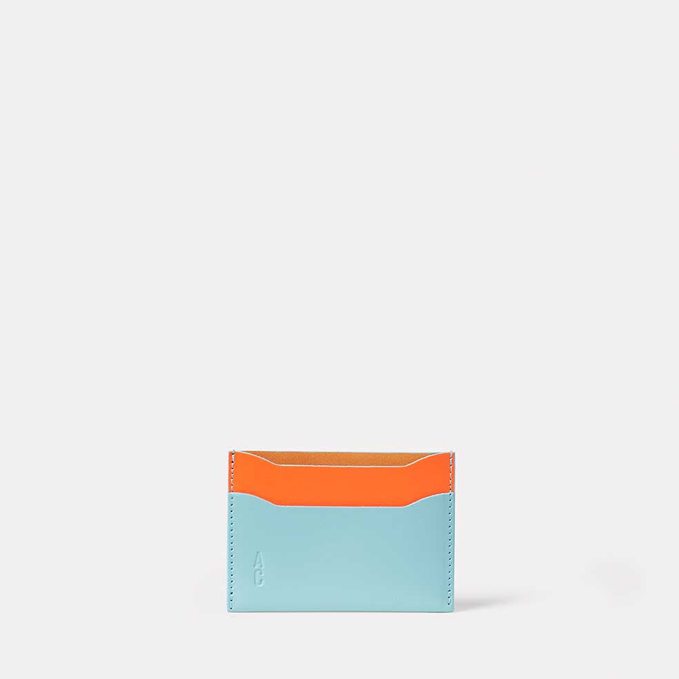 Waste You Want Tri-Colour Pete Leather Card Holder in Blue